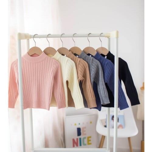 Autumn Baby Girls Boys Sweaters Coat Kids Knitting Pullovers Tops Baby Boys Girls Solid Ribbed Striped Long Sleeve Sweaters