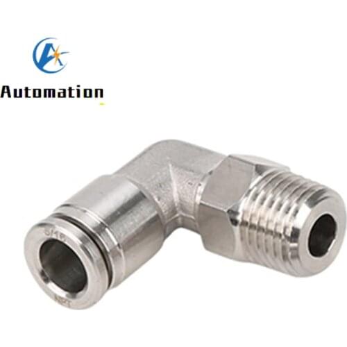 PL pneumatic stainless steel connector 4mm-16mm hose 1/8" 1/4" 3/8" 1/2" BSP Male thread pneumatic pipe elbow connecting pipe