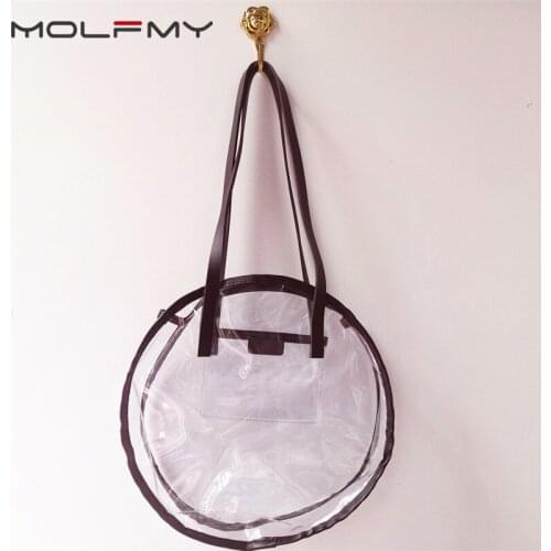 Transparent Plastic Handbags for Girls Designer Summer Beach Round Clear Bag Large Women Shoulder Bag Waterproof Shopping bags