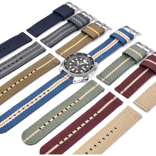 Stripe Woven Nylon Strap Watchband 20mm 22mm Nato Strap Soft Wristband For Samrt Wacth With Quick Release Spring Bar