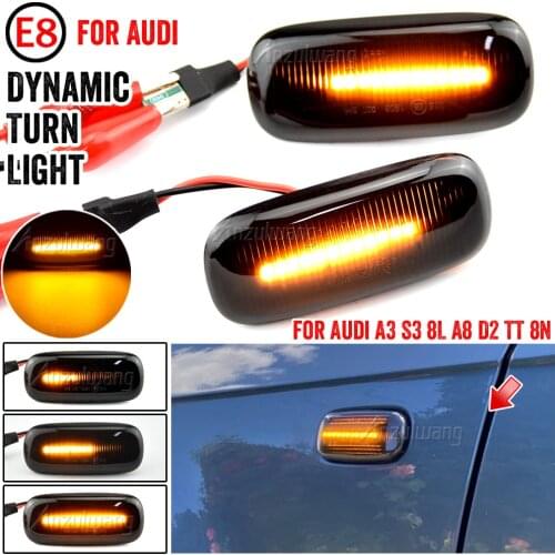 2X LED Dynamic Side Marker Turn Signal Lights Indicator Lamps 8n0 949 127a For Audi A3 S3 8L 00-03 A8 D2 99-02 TT 8N 00-06
