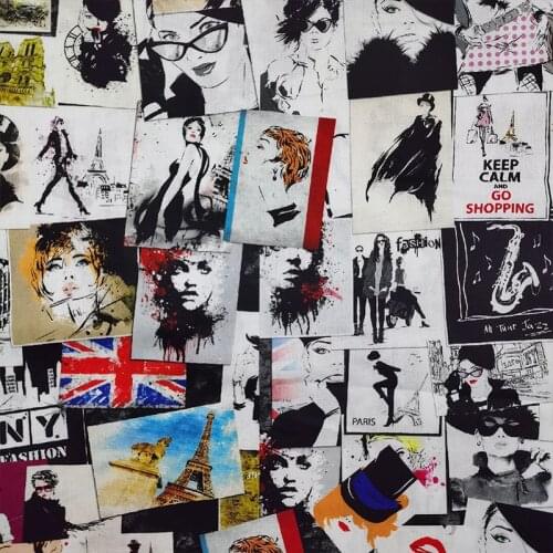 Beautiful Fashion girls Wall Pattern Printing Cotton Fabric for Dress Sewing Material Patchwork DIY Women Dress/Skirt/Clothing