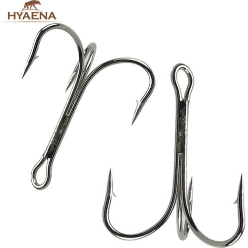 Hyaena 50pcs 3551 Treble Hook Fishing Accessories OShughnessy High Carbon Big Game Triple Tackle Hooks 4/0 6/0 7/0 8/0 10/0