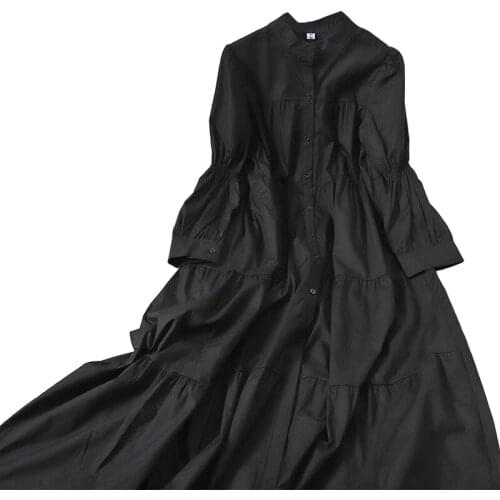 All-match temperament age-reducing pure color simple dress autumn long-sleeved slim long dress female