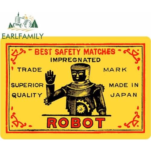 EARLFAMILY 13cm x 9.1cm For Robot Matches Matchbox Repair Car Sticker Waterproof Decal Scratch-proof Surfboard Vinyl Material