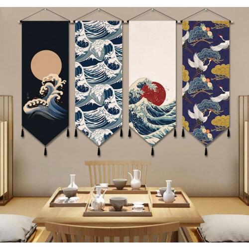 Japanese Ukiyoe Wave Canvas Paintings Wall Hanging Room Decor Aesthetic Print Pictures Wall Art Living Room Store Decoration