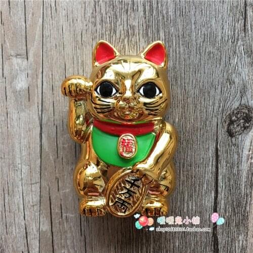 Japan Golden Lucky Cat Mascot Resin Fridge Magnet Three-dimensional Magnetic Sticker