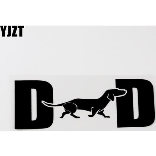 YJZT 17.3CM×6CM Wiener Dog Dachshund Dad Creative Vinyl Car Sticker Decal Black/Silver 8C-0577