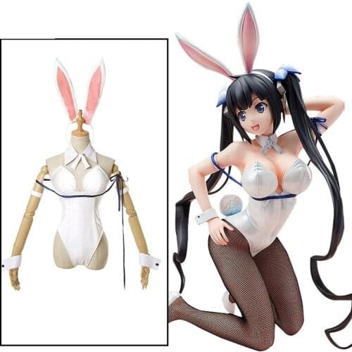 Bunny Girl Sexy Hestia Cosplay Costume Rabbit Bodysuit Erotic Outfit for Woman Wrapped Chest Sweet Gift for Girlfriend