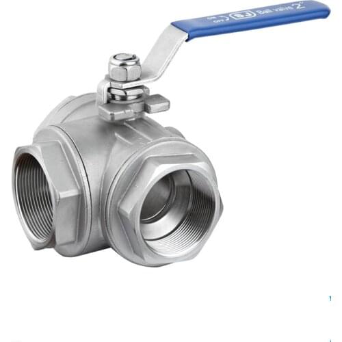 1”DN25 3 Way BSPT SS304 Type T Female Mountin Pad Ball Valve Vinyl Handle WOG 1000