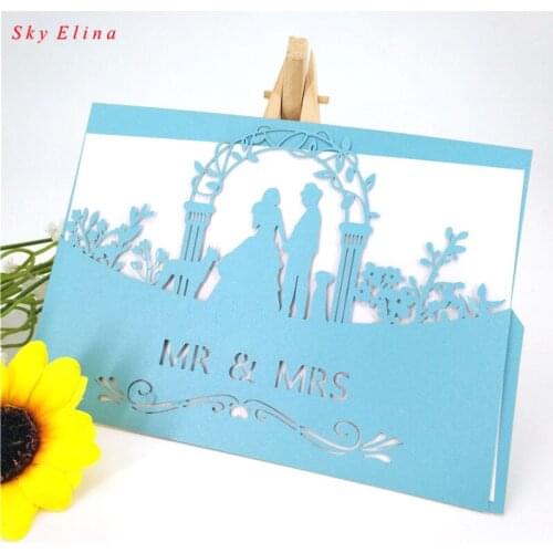 1000Pcs Laser Cut MR & MRS Delicate Invitation Card Hollow Paper Card Wedding Decoration Party Bathing Supplies 6zSH070