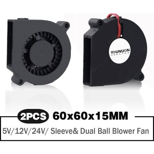 2 Pieces 60mm Blower Fan 60x60x15mm DC Turbo Blower Cooling Fan 5V 12V 24V 6015 Blower Cooler Fan