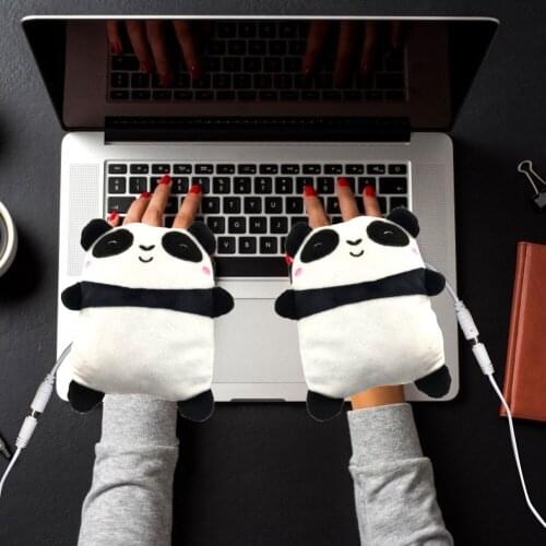 2 pcs/pair Panda Heating Gloves USB Heating Gloves Cute Panda-Shaped Hand Warmer Office Household Gloves Winter Gifts