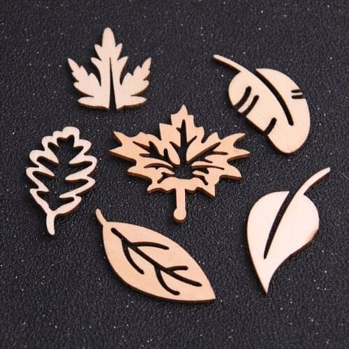 24Pcs/lot Mixed Leaf Pattern Natural Wooden For Scrapbooking Craft Home Decor Unfinished Wood Slices DIY Handmade