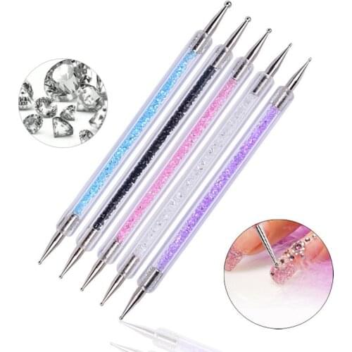 5Pcs/Set Dual-Head Nail Art Dotting Pen Rhinestone Crystal Decoration Picker Acrylic Handle Brush UV Gel Painting Manicure Tools