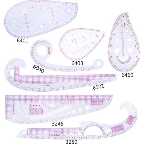 7pcs Sewing Patchwork Ruler Plastic Garment Cutting Craft Scale Rule Drawing Office Stationery Supplies Measuring Tool