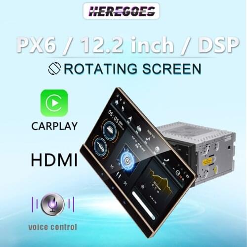 Tesla Style 12.2" DSP PX6 Android 9.0 4G+64GB Car DVD Player IPS Rotatable Screen RDS Stereo Audio Head Unit For universal radio