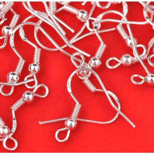 Free shipping Wholesale 400 PCS Lot 18 mm 925 Sterling Silver Earring Hooks Ball Jewelry Accessory Findings Ear Wire