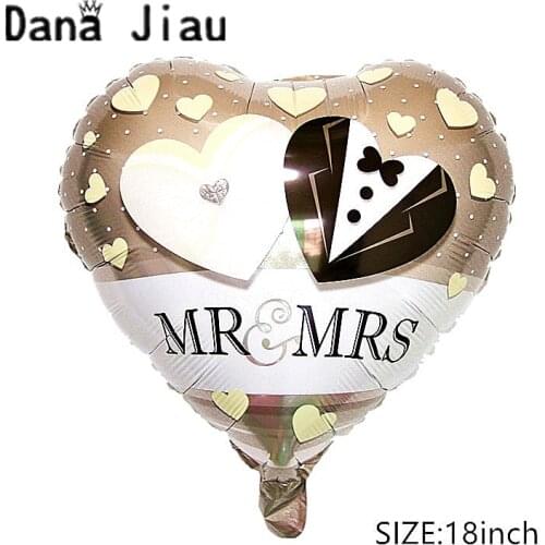 Dana jiau MR& MRS Happy ever after wedding Balloon LOVE RING Foil ball Valentines Day decoration lady white dress Helium Ballon