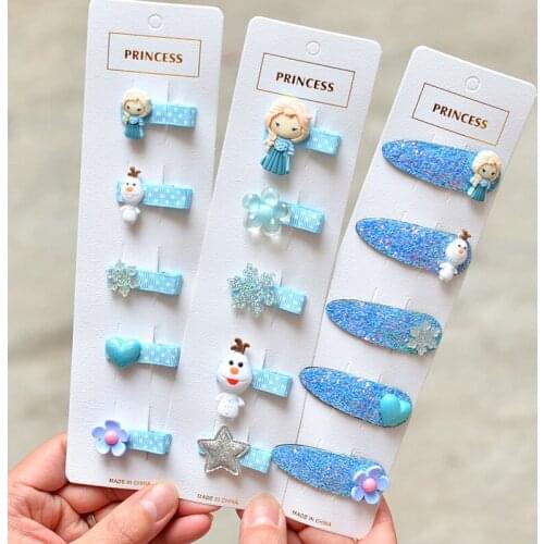 Disneys new fashion childrens headdress hair clip set princess frozen cartoon baby hairpin jewelry cute headdress trim clip