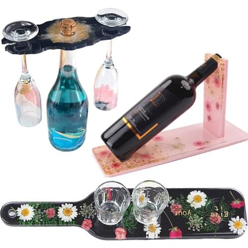 DIY UV Epoxy Resin Mold For Wine Stand Holder Silicone Mold DIY Handmade Wine Tray Wine Bottle Shelf Craft Mould Home Decoration