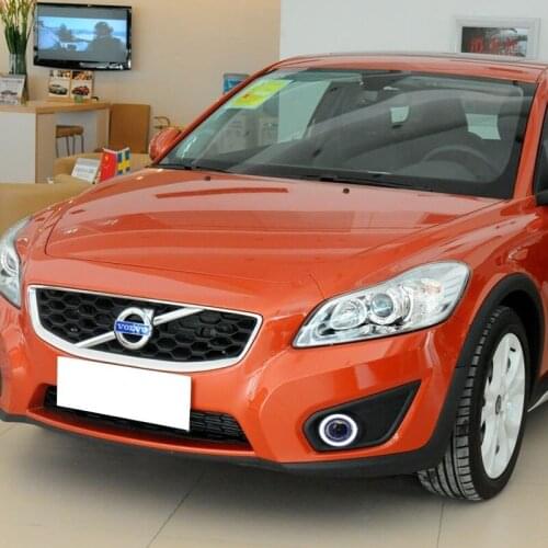 DRL daytime running light COB angel eye, projector lens fog lamp with cover for volvo c30, 2 pcs