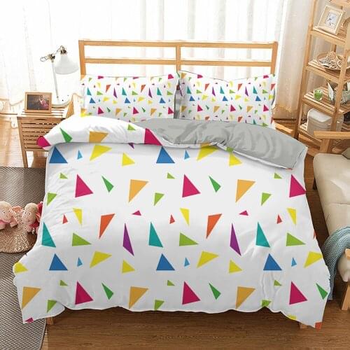Home Textiles Girls Geometric Patterns Double Bedding Set Luxury Duvet Cover for Boys Triangle Print Quilt Cover with Pillowcase