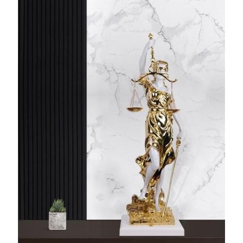 Large 76cm Plating Gold Justice Lady Themis Art Statue Home Resin Crafts Living Room Decor Objects Office Sculpture Accessories
