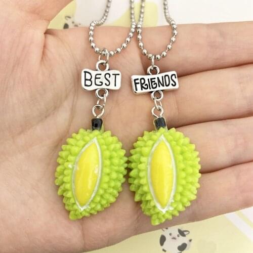 Simulation Green Durian Pendant bff Necklace Children Best Friends Boys Girls Fresh Fruit Friendship Jewelry Birthday Gift