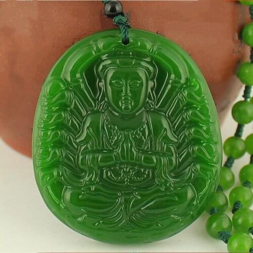 Chinas Green Jade Pendant Thousand-Handed Guanyin Brand Necklace Jewelry Fine Jewelry Green Jade Guanyin Necklace Pendant