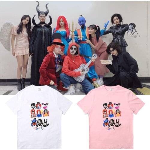 Kpop 2019 TWICE ONCE HALLOWEEN T-shirt Unisex Causal Crew Neck Top Tee