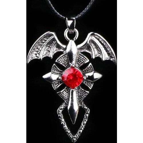 Creative Vintage Design Bat Cross Crystal Necklace For Women Men Unique 3 Colors Pendant Punk Style Jewelry Accessories