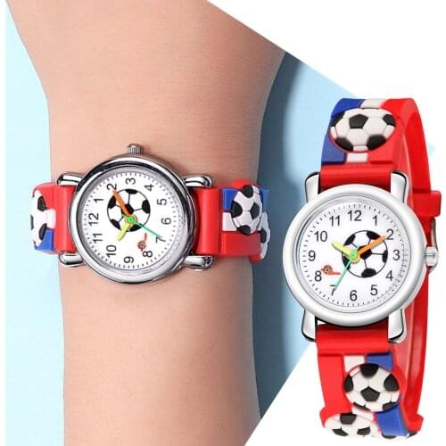 3D Relief Trend Fashion Kids Sports Watch Stainless Steel Childrens Watches Football Pattern Quartz Wristwatch Girls Boys Gift