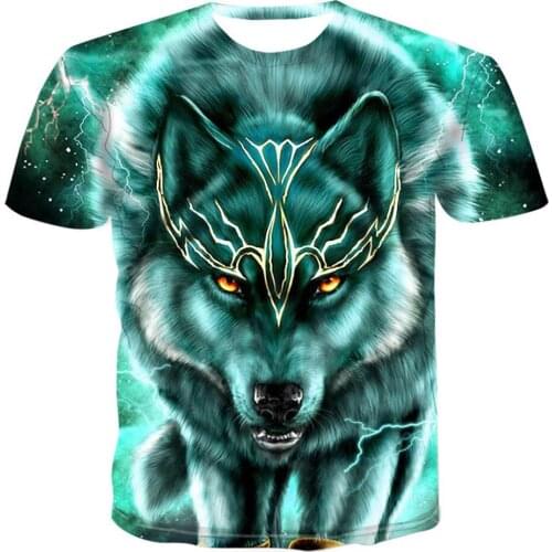 Fashion Boys Tops Wolf 3D Print T-Shirt Cool Funny T Shirt Short Sleeve Tops Tshirt Girl Animal Printing T-shirt kids 3-15Y
