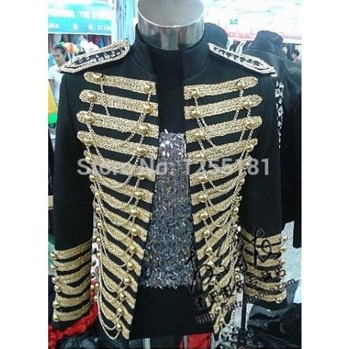 Men Big Plus Size Jacket Blazer Performance Black Red Male Ds Male Royal Clothing Star Stage DS Nightclub Singer Costume