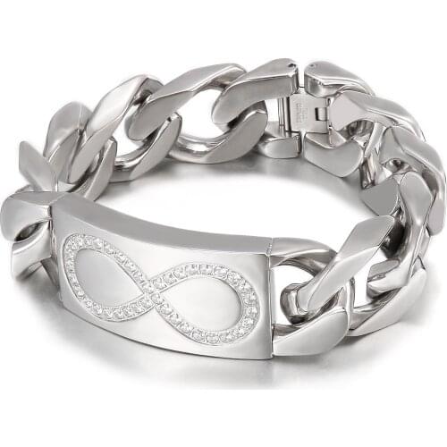 Free Shipping Stainless steel Cubic Zirconia Mens Bracelet Hip Hop Trend Fashion Bracelet Jewelry Jewels Store