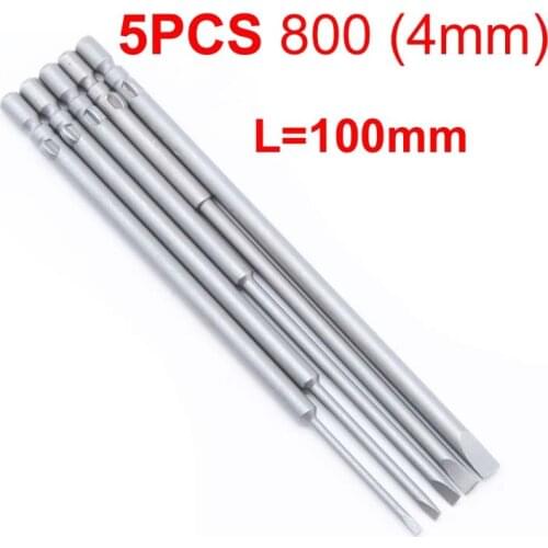 5pcs/set 40mm/60mm/100mm Length Magnetic Slotted Screwdriver Bits Set For DC Powered Electric Screwdrive 800 MFBS