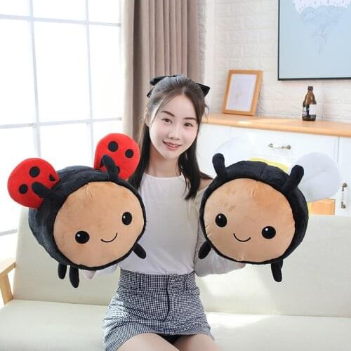 New Bee Ladybug Plush Toy Pillow Childrens Birthday Gift Cute Kawaii Animal Doll Sleeping Soft Sofa Decoration