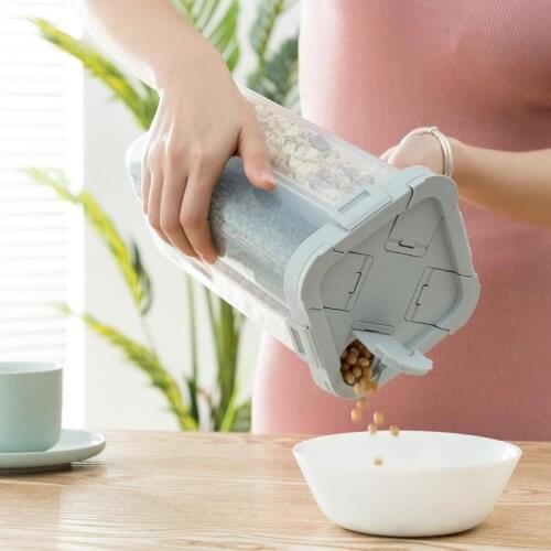 Plastic Kitchen Cereal Dispenser Storage Box Rotating Dry Food Rice Container Storage Case Flour Grain Storage Bottle Jar 4Grids