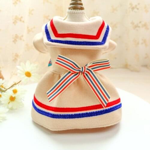 Japanese Style Cat Dresses Dog Clothes Bowknot Autumn Winter Princess Pet Skirt For Small Dogs Teddy Student Style Dog Skirts