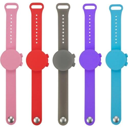 Portable Silicone Soap Bracelet Hand Sanitizer Dispenser Wristband + Bottle Purple/Red/Gray/Pink/Blue Color