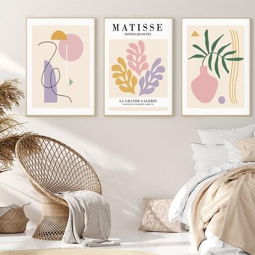 Boho Matisse Posters And Prints Abstract Plant Flower Geometric Wall Art Canvas Painting Pictures For Living Room Home Decor