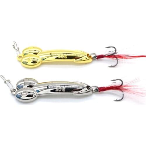 1pcs Gold/ Sliver DD Spoon Fishing Lure 5g 10g 15g 20g Metal Sequins Spinner Bait with Feather Treble Hook Hard Lures Tackle