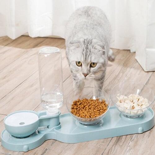 Raised Stand Cat Non-slip 3 Use Pet Puppy Automatic Water Feeder Dog Double Food Water Bowls Feeding Dish Container