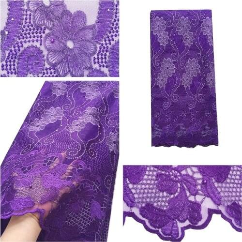 Swiss African Lace Fabric 2020 High Quality Lace Purple Nigerian Beaded White Lace Fabric 5 Yard Green French Tulle Lace Fabric