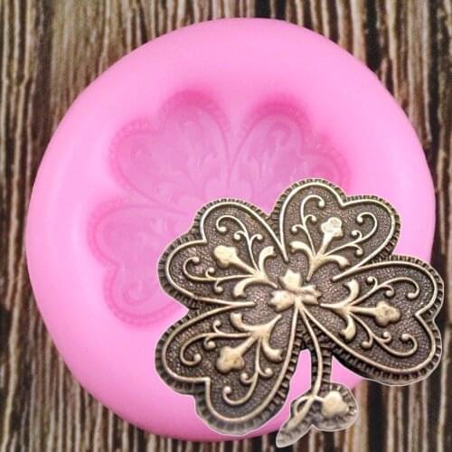 Flower Cake Border Silicone Mold Lace Clover Cupcake Topper Cake Decorating Fondant Chocolate Candy Clay Molds Cake Baking Mould