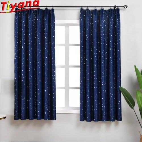 Blue/Pink/Dark Blue/Yellow/Green Curtains for Living Room 1PCS 100*200CM Stars Printed Blackout Curtains for Bedroom PC024#30