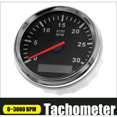 3000 RPM Tachometer Gauge 85mm For Universal Car Boat Tachometer 12V/24V LCD Hour Meter With Red Backlight