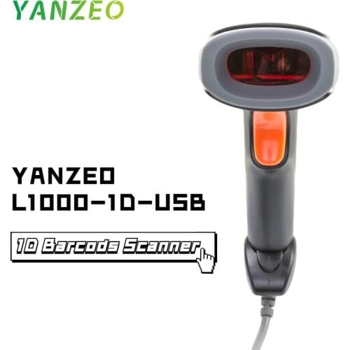 2021 Hot Sale Yanzeo USB Laser Portable Handheld Barcode Scanner Compact Wired 1D Bar code Reader Black L1000 Scanner Plug&Play