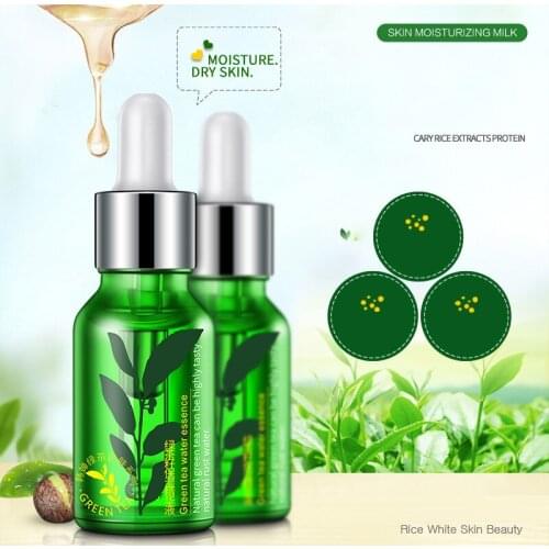 Green Tea Face Moisturing Serum Milk Cream 15ml Moisturizing Shrink Pores Whitng Brighting Face Serum Facial Skin Care TSLM1